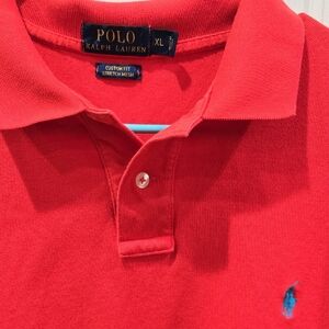 Ralph Lauren Red Polo Shirt with Gold Logo
